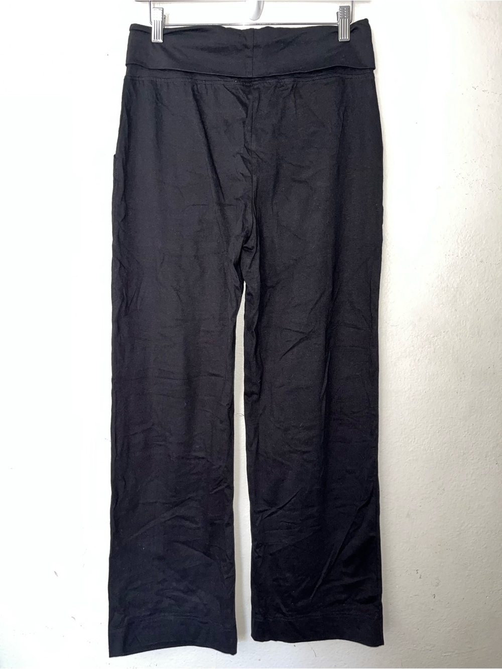 NWOT Pact Fold Over Lounge Pants Organic Cotton Black M Wide Leg - Picture 7 of 7